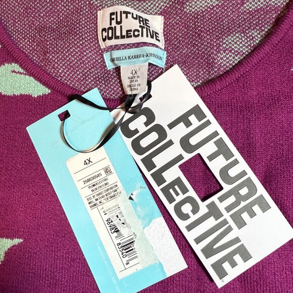 Future Collective Purple‎ Green Tropical Print Cropped Tank Top 4X Womens Cruise - Picture 5 of 7